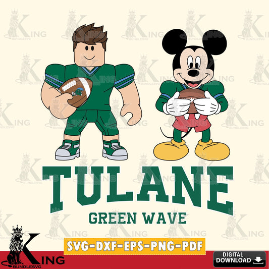 Tulane Green Wave Roblox & Mickey Football SVG file , NCAA Cricut,  File cut , Digital Download , PDF File