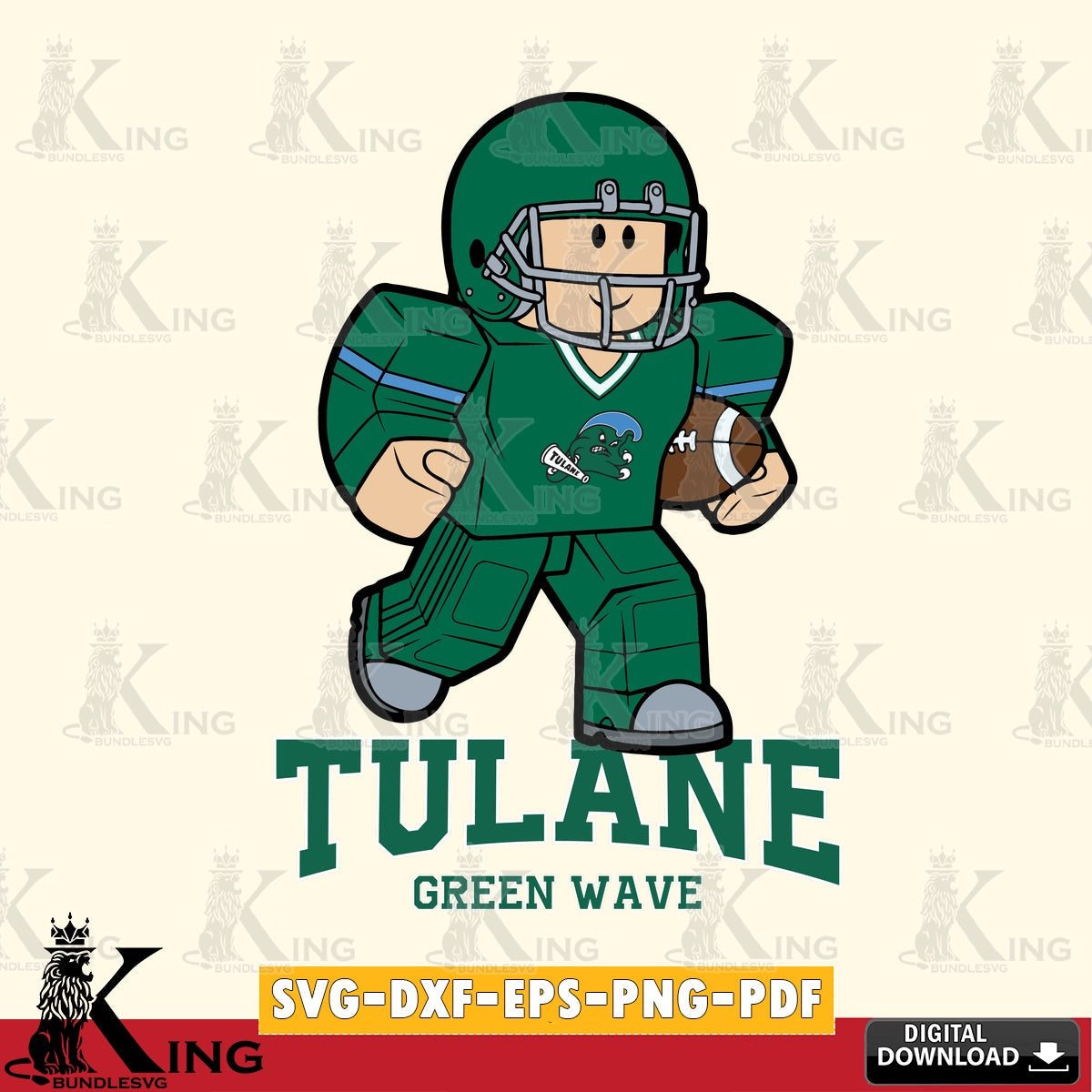 Tulane Green Wave Roblox Player Rugby SVG file , NCAA Cricut,  File cut , Digital Download , PDF File