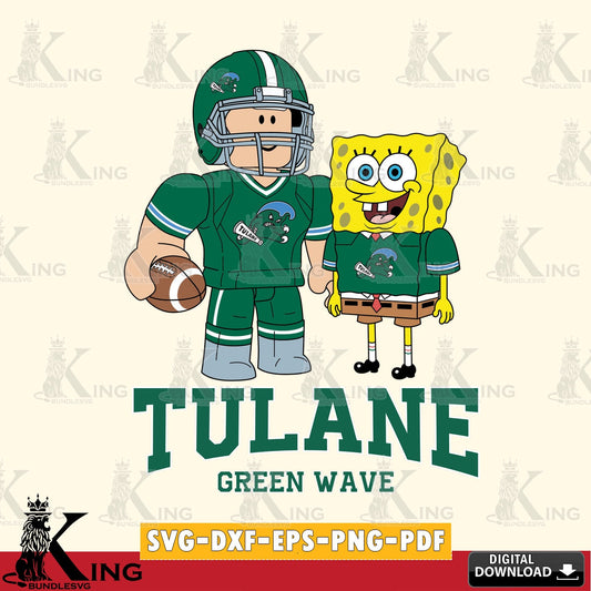 Tulane Green Wave Roblox & Spongebob Football SVG file , NCAA Cricut,  File cut , Digital Download , PDF File