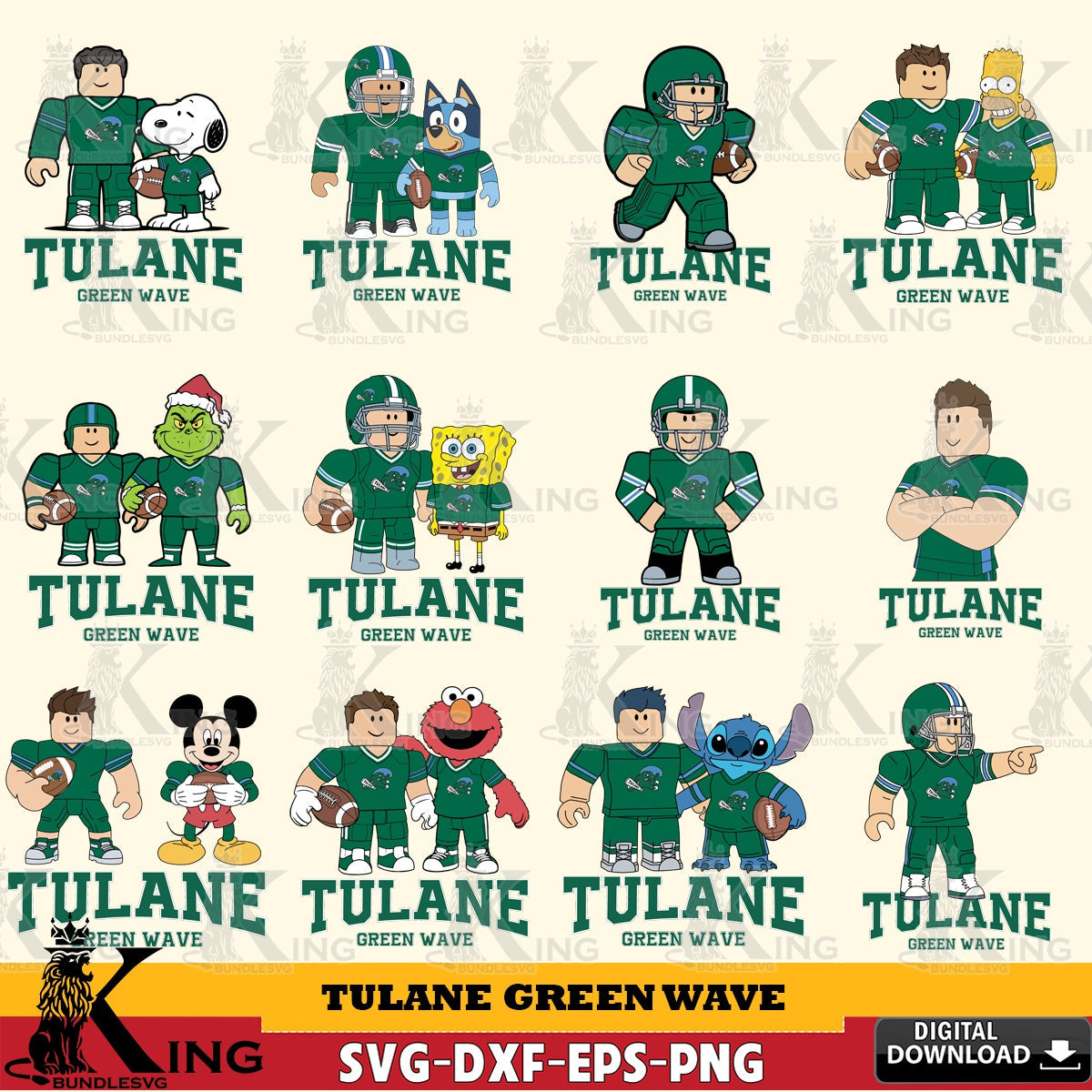 Tulane Green Wave Roblox With Friends football NCAA Bundle SVG file , NCAA Cricut,  File cut , Digital Download , PDF File