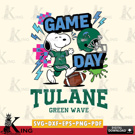 Tulane Green Wave Snoopy Game day SVG, Cricut, Cut file  , Digital Download , Instant Download, Peanuts svg, NCAA svg, Football svg, Sport svg