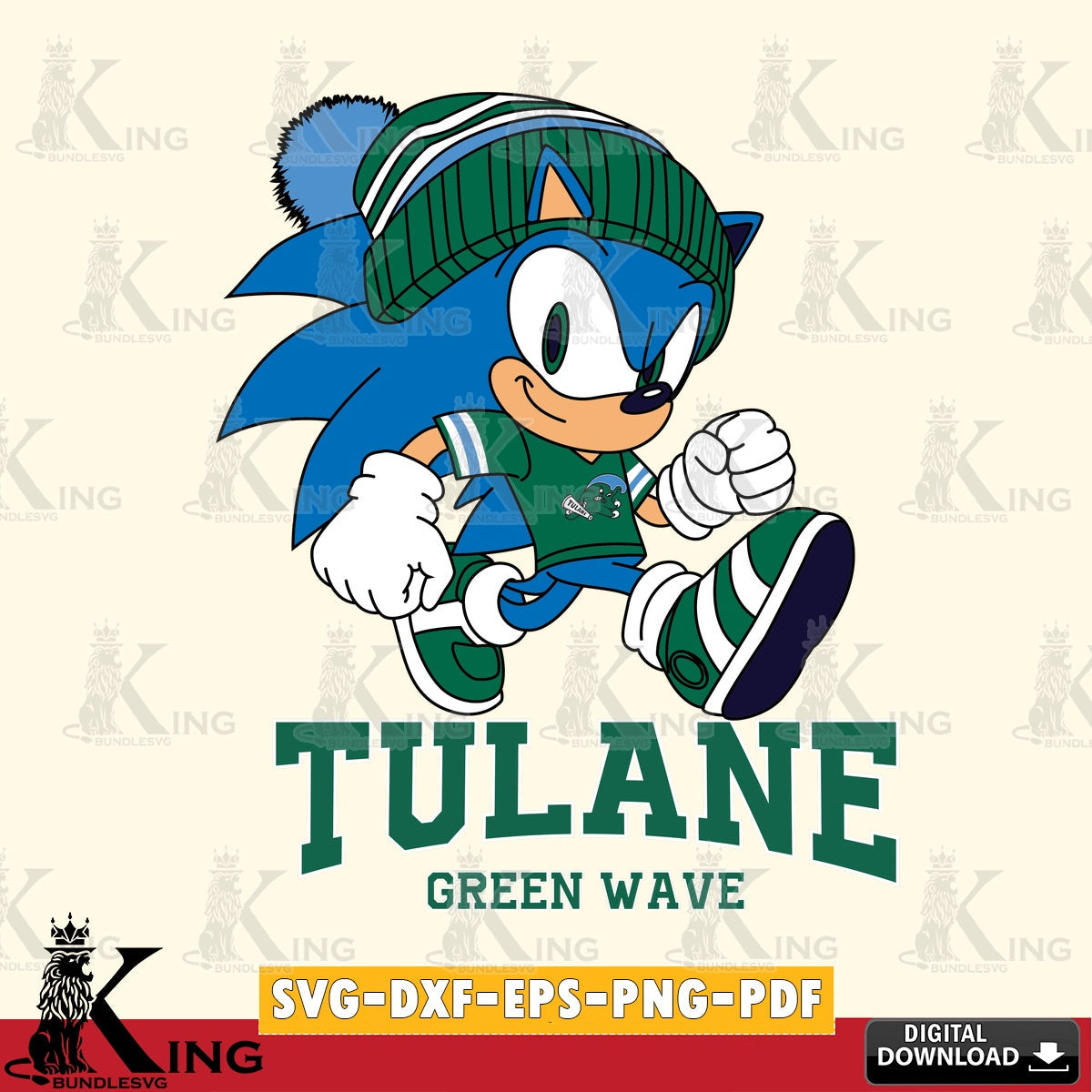Tulane Green Wave Sonic Football SVG file, Vector , Digital Download , PDF File , Instant Download