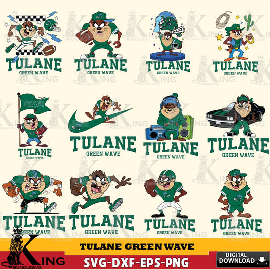 Tulane Green Wave Taz Football NCAA Bundle SVG file, Cut file  , Digital Download , Instant Download, Taz svg, NCAA svg