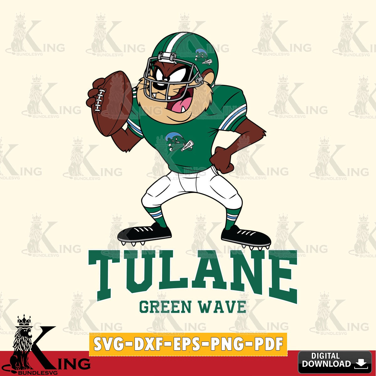 Tulane Green Wave Taz Football Player SVG file, Cut file  , Digital Download , Instant Download, Taz svg, NCAA svg