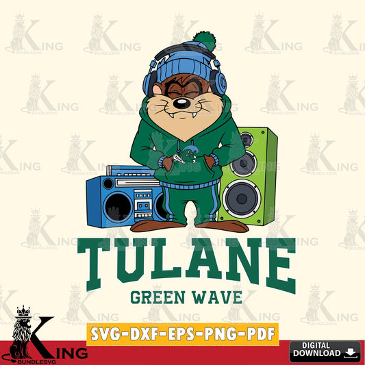 Tulane Green Wave Taz Hip Hop SVG file, Cut file  , Digital Download , Instant Download, Taz svg, NCAA svg
