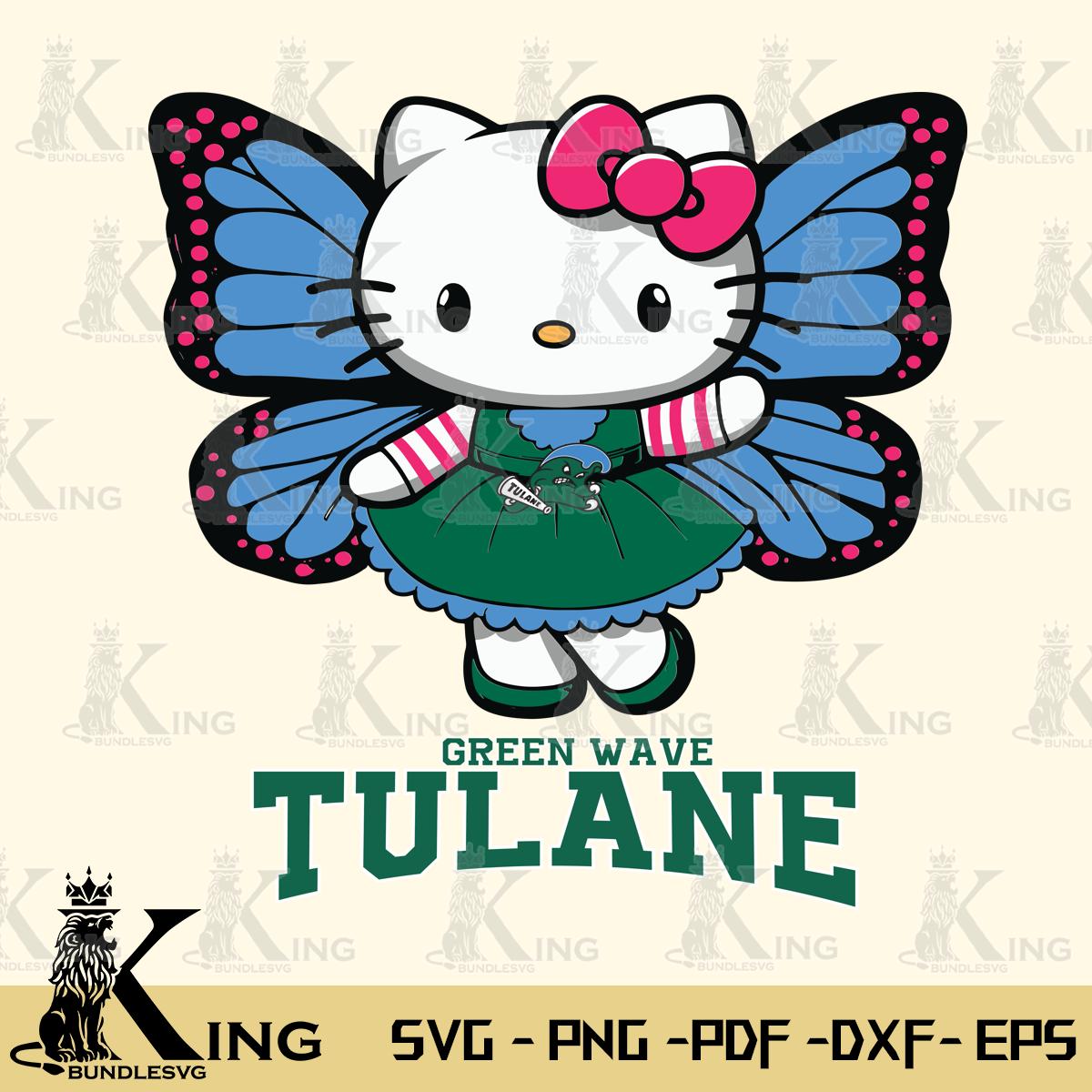 Tulane Green Wave Whimsical Kitty Wings Svg Eps Dxf Png File, Digital Download