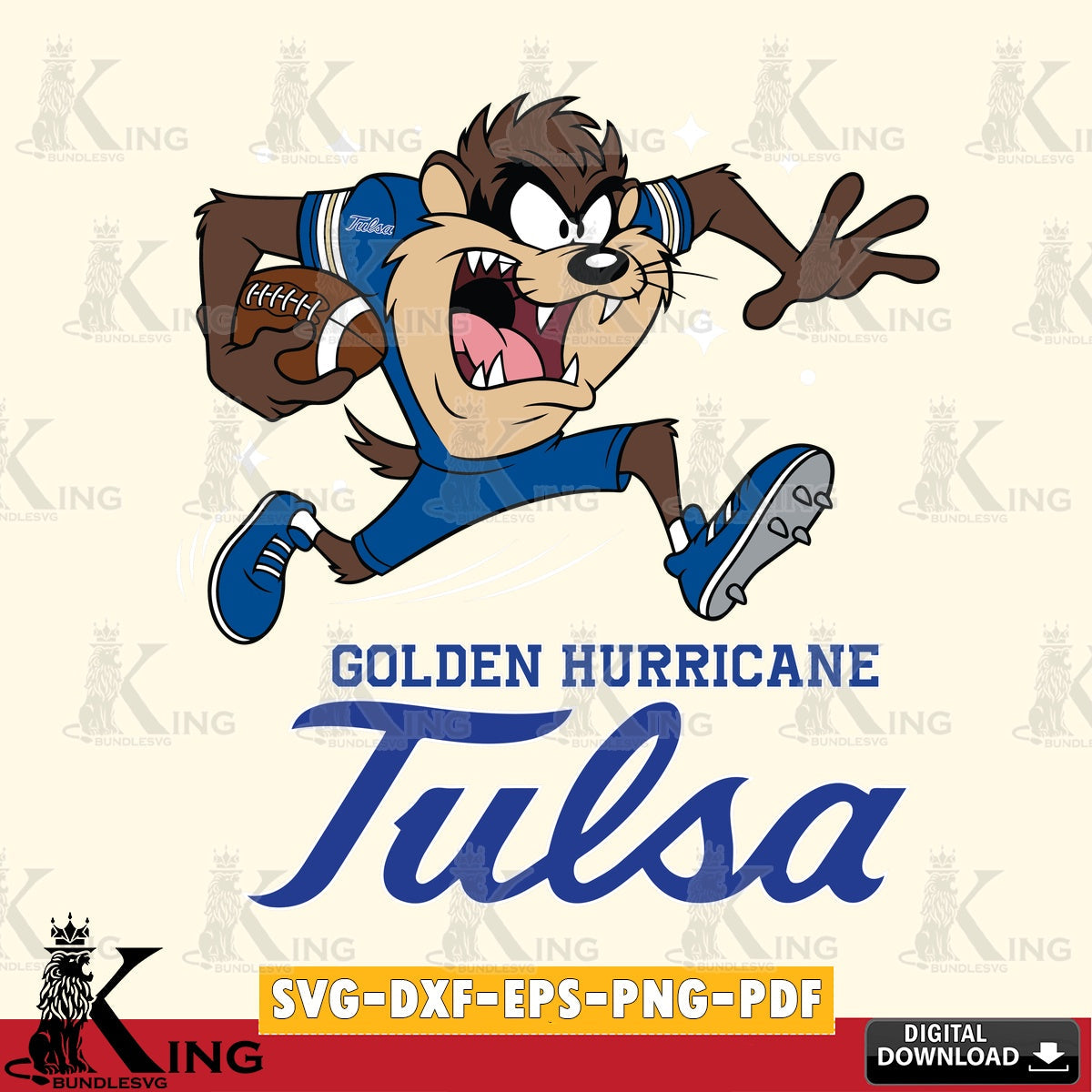 Tulsa Golden Hurricane Angry Taz Football SVG file, Cut file  , Digital Download , Instant Download, Taz svg, NCAA svg