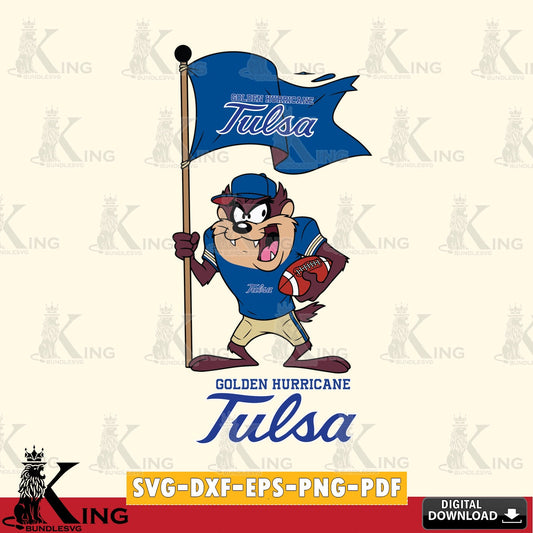 Tulsa Golden Hurricane Football Taz Flag Art SVG file, Cut file  , Digital Download , Instant Download, Taz svg, NCAA svg