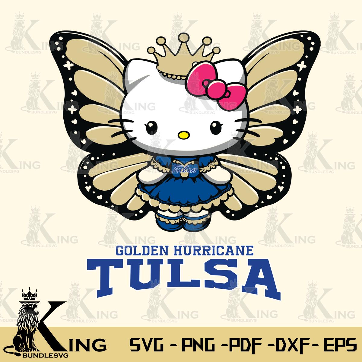 Tulsa Golden Hurricane Kitty Wings & Flowers Svg Eps Dxf Png File, Digital Download