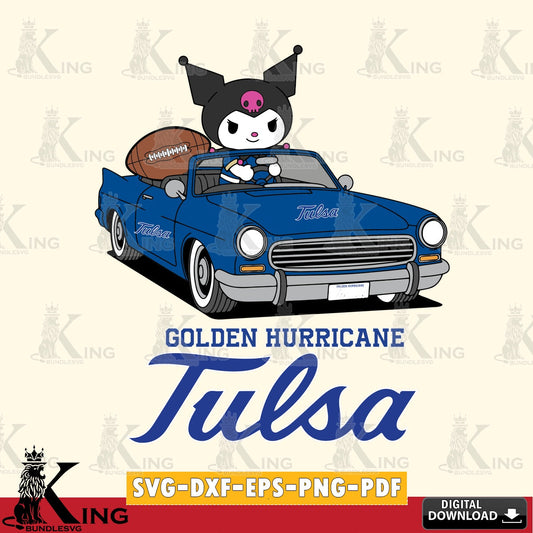 Tulsa Golden Hurricane Kuromi Car Football Game SVG file, Cricut, Cut file  , Digital Download , Instant Download, Sanrio svg, Clipart