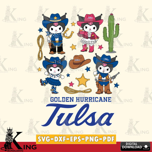 Tulsa Golden Hurricane Kuromi Cowboy Western SVG file, Cricut, Cut file  , Digital Download , Instant Download, Sanrio svg, Clipart