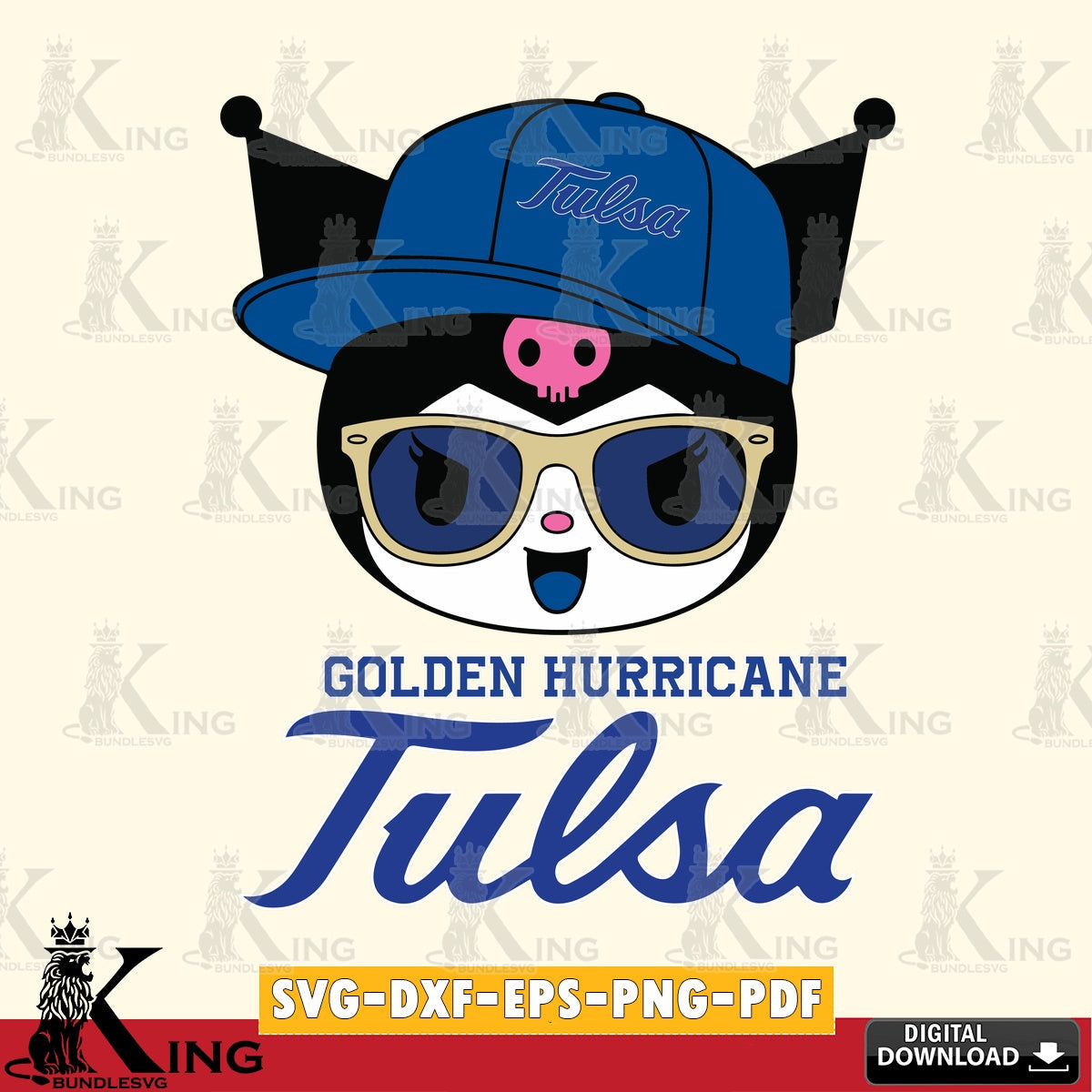 Tulsa Golden Hurricane Kuromi Football Cool SVG file, Cricut, Cut file  , Digital Download , Instant Download, Sanrio svg, Clipart