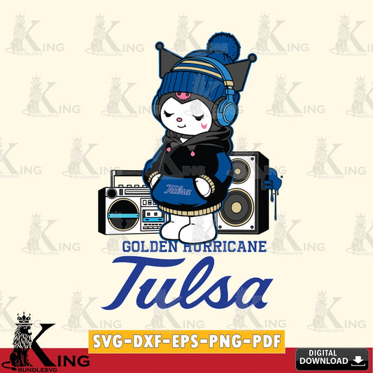 Tulsa Golden Hurricane Kuromi Football Music SVG file, Cricut, Cut file  , Digital Download , Instant Download, Sanrio svg, Clipart