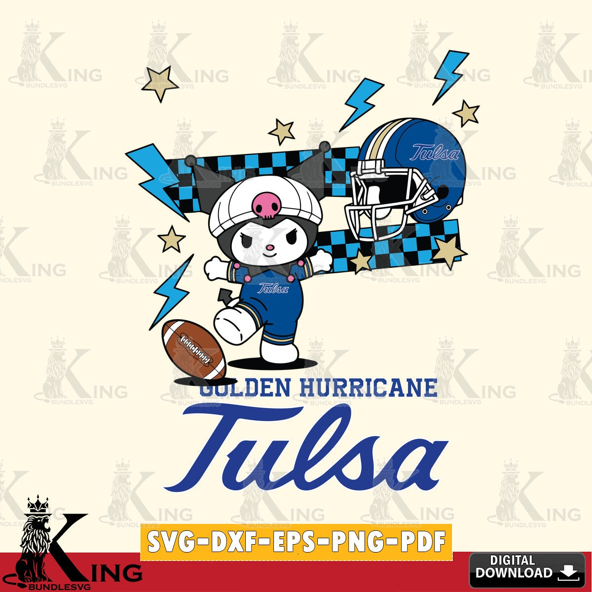 Tulsa Golden Hurricane Kuromi Game Day SVG file, Cricut, Cut file  , Digital Download , Instant Download, Sanrio svg, Clipart