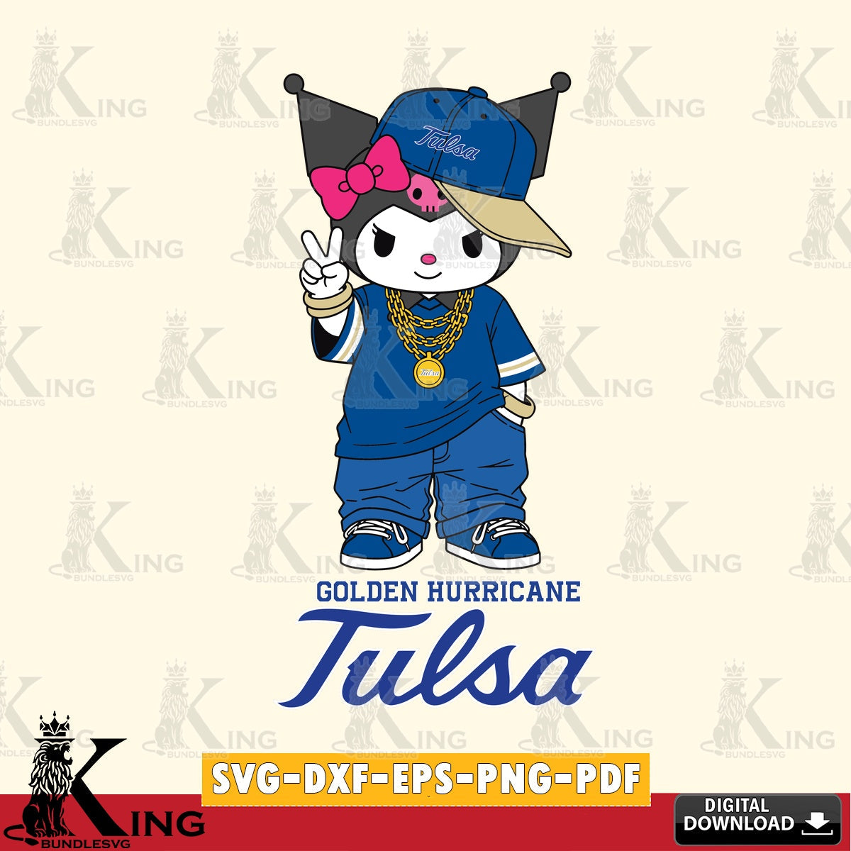 Tulsa Golden Hurricane Kuromi Streetwear Style SVG file, Cricut, Cut file  , Digital Download , Instant Download, Sanrio svg, Clipart