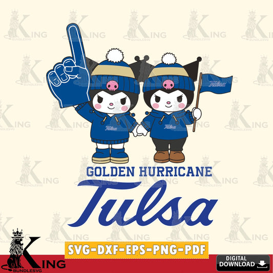 Tulsa Golden Hurricane Kuromi rugby Fan SVG file, Cricut, Cut file  , Digital Download , Instant Download, Sanrio svg, Clipart