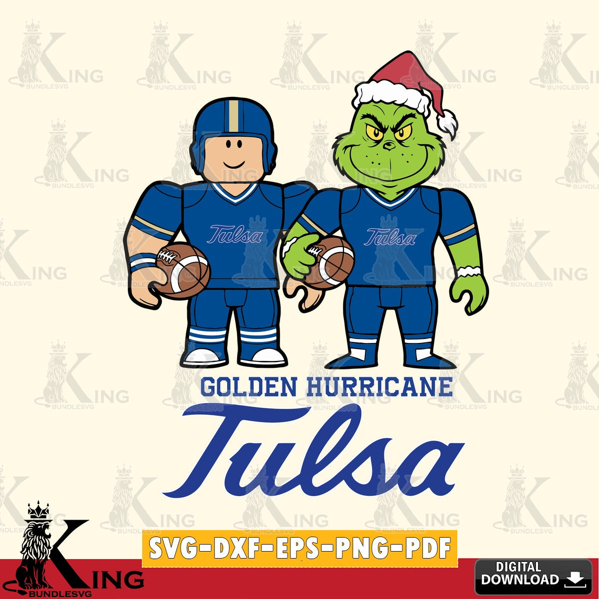 Tulsa Golden Hurricane Roblox & Grinch Football SVG file , NCAA Cricut,  File cut , Digital Download , PDF File