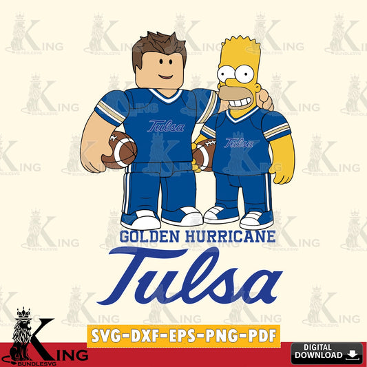 Tulsa Golden Hurricane Roblox & Homer Simpson Football SVG file , NCAA Cricut,  File cut , Digital Download , PDF File