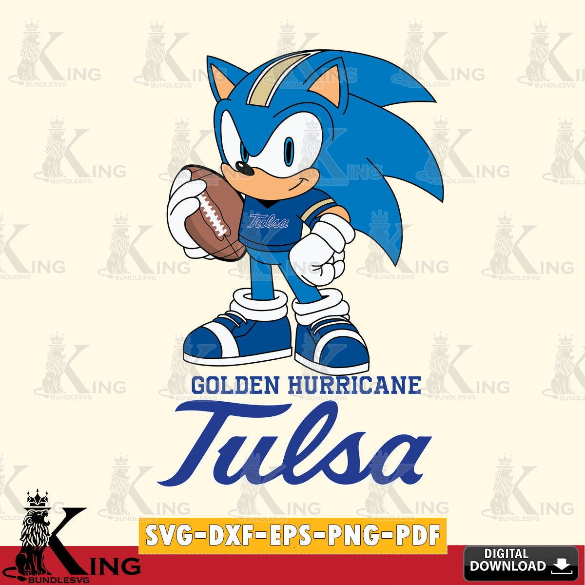 Vector design showing Tulsa Golden Hurricane Sonic Game Day Ready vector art for engraving, cutting, and printing.