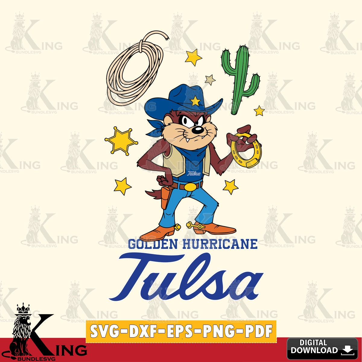 Tulsa Golden Hurricane Taz Cowboy Western SVG file, Cut file  , Digital Download , Instant Download, Taz svg, NCAA svg