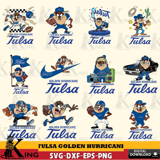 Tulsa Golden Hurricane Taz Football NCAA Bundle SVG file, Cut file  , Digital Download , Instant Download, Taz svg, NCAA svg
