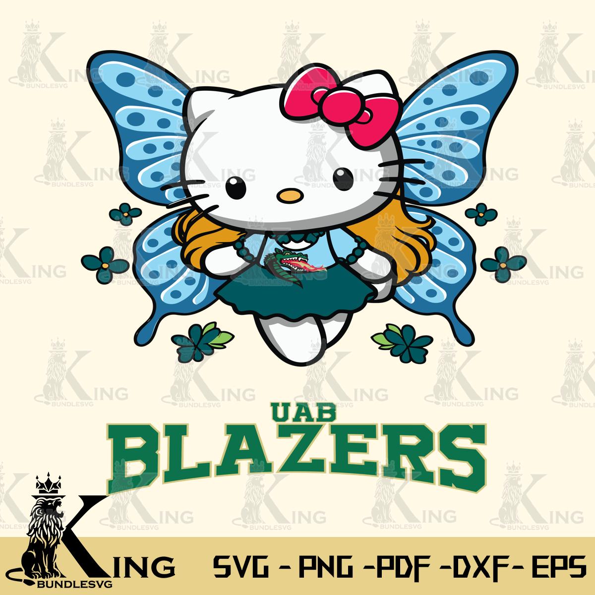 UAB Blazers Butterfly Kitty Charm Svg Eps Dxf Png File, Digital Download