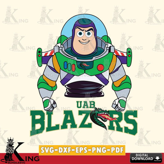 Vector design showing UAB Blazers Buzz Lightyear football, NCAA, PNG clipart for sublimation printing and graphic design