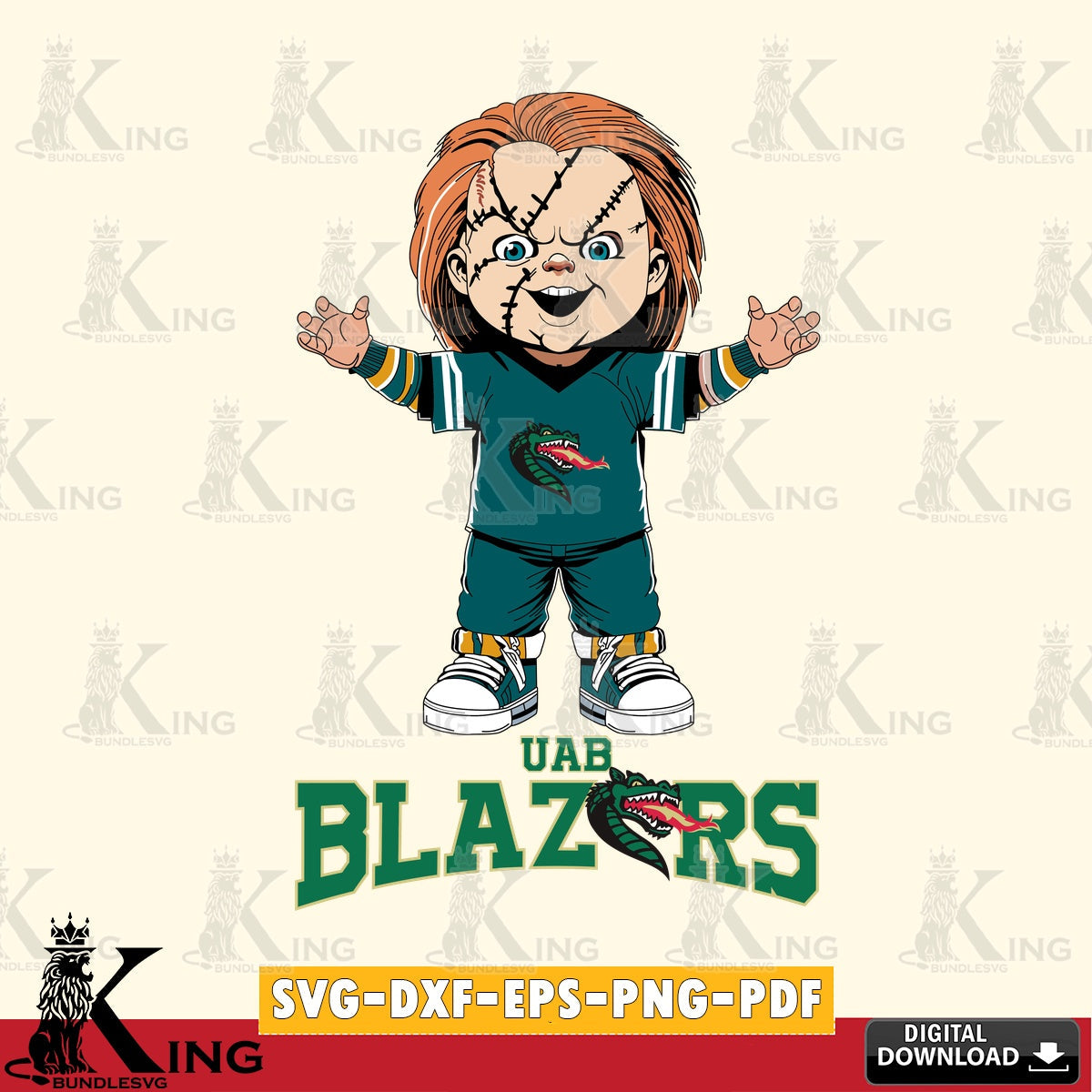 High-quality graphic of UAB Blazers Chucky Football, a digital clipart compatible with laser engraving and cutting