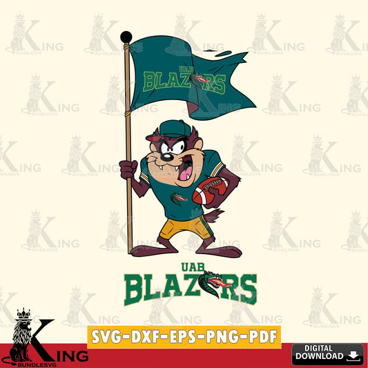 UAB Blazers Football Taz Flag Art SVG file, Cut file  , Digital Download , Instant Download, Taz svg, NCAA svg
