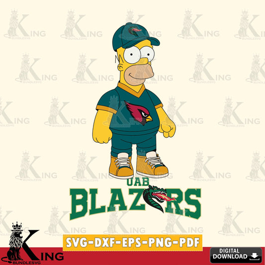 Custom design featuring UAB Blazers Homer Simpson football, a digital file for silhouette cameo and cricut projects