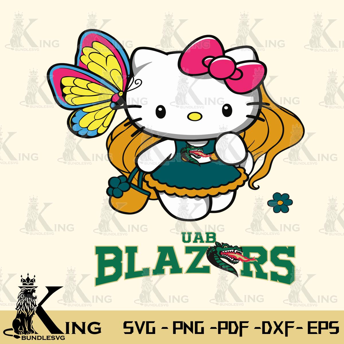 UAB Blazers Kitty Cartoon Svg Eps Dxf Png File, Digital Download