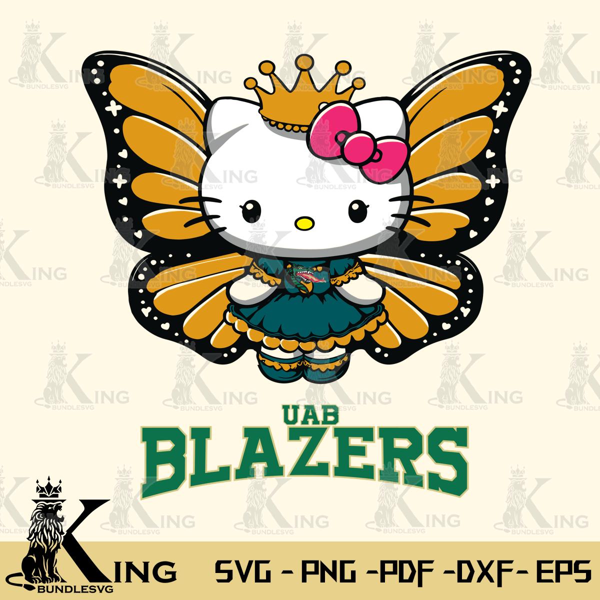 UAB Blazers Kitty Wings & Flowers Svg Eps Dxf Png File, Digital Download