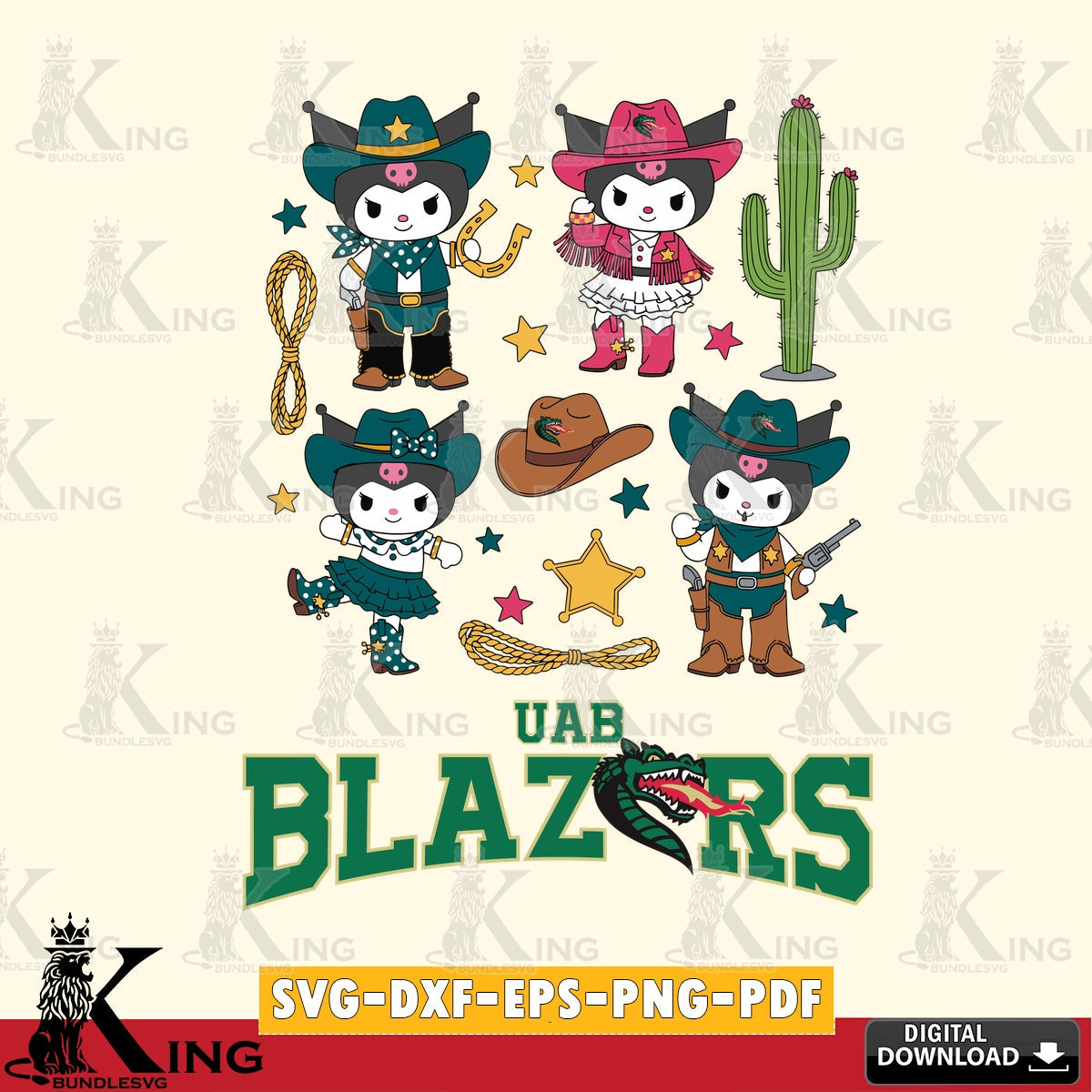 UAB Blazers Kuromi Cowboy Western SVG file, Cricut, Cut file  , Digital Download , Instant Download, Sanrio svg, Clipart