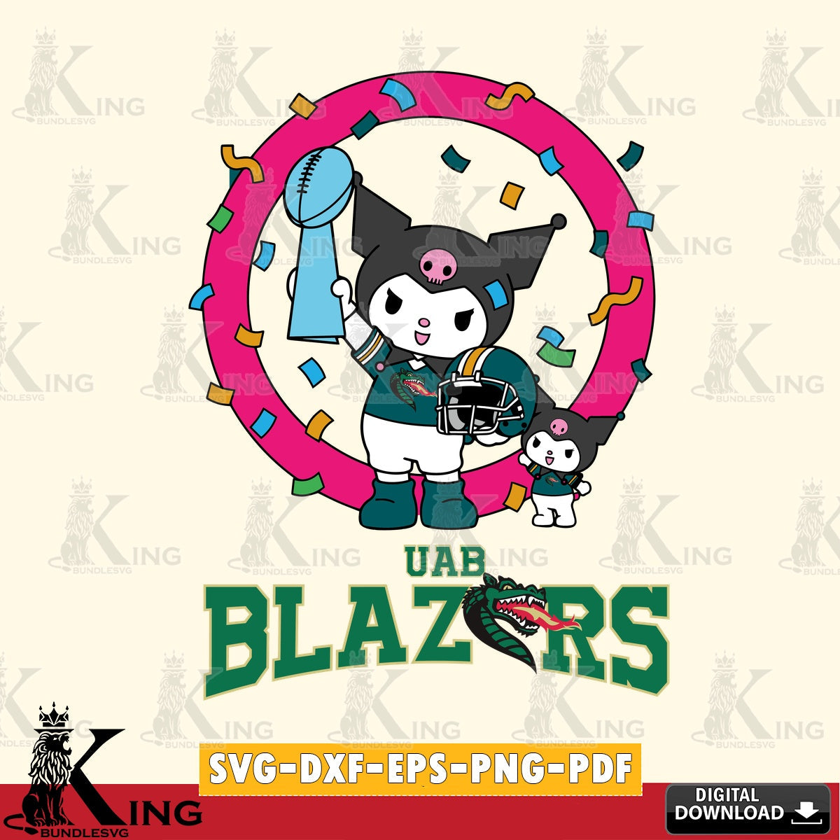 UAB Blazers Kuromi Football Champion SVG file, Cricut, Cut file  , Digital Download , Instant Download, Sanrio svg, Clipart