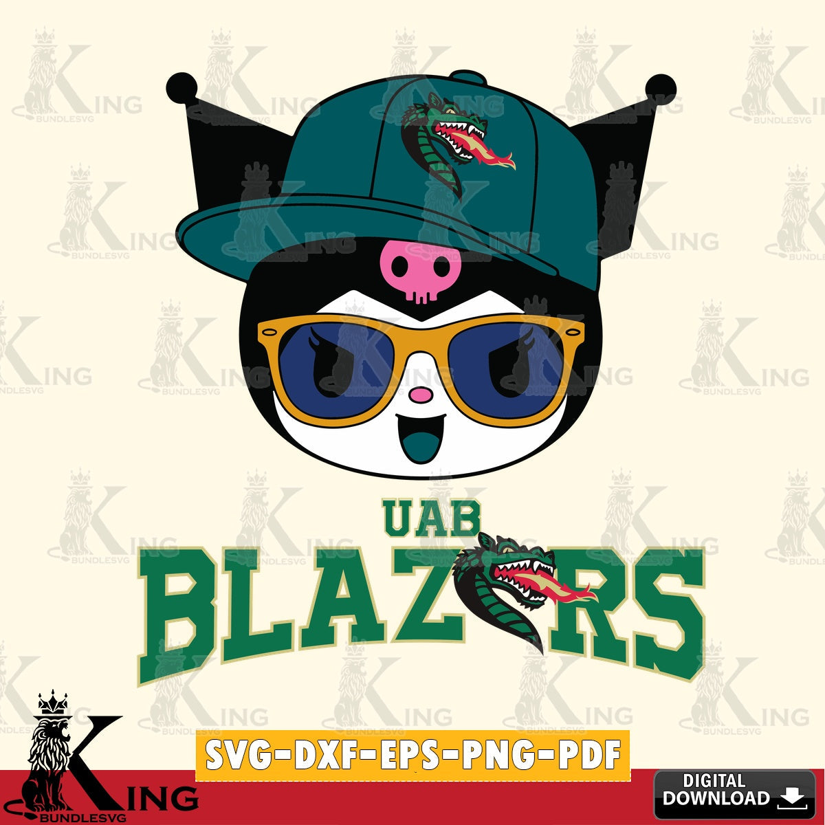 UAB Blazers Kuromi Football Cool SVG file, Cricut, Cut file  , Digital Download , Instant Download, Sanrio svg, Clipart
