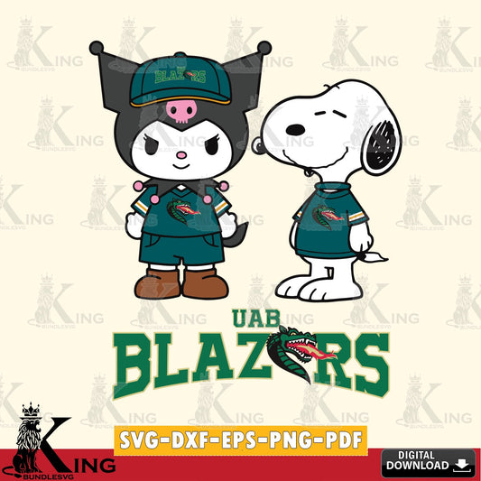 UAB Blazers Kuromi Snoopy Football SVG file, Cricut, Cut file  , Digital Download , Instant Download, Sanrio svg, Clipart