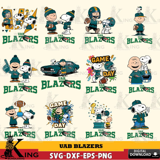 UAB Blazers Peanuts Football NCAA Bundle SVG, Cricut, Cut file  , Digital Download , Instant Download, Peanuts svg, NCAA svg, Football svg, Sport svg