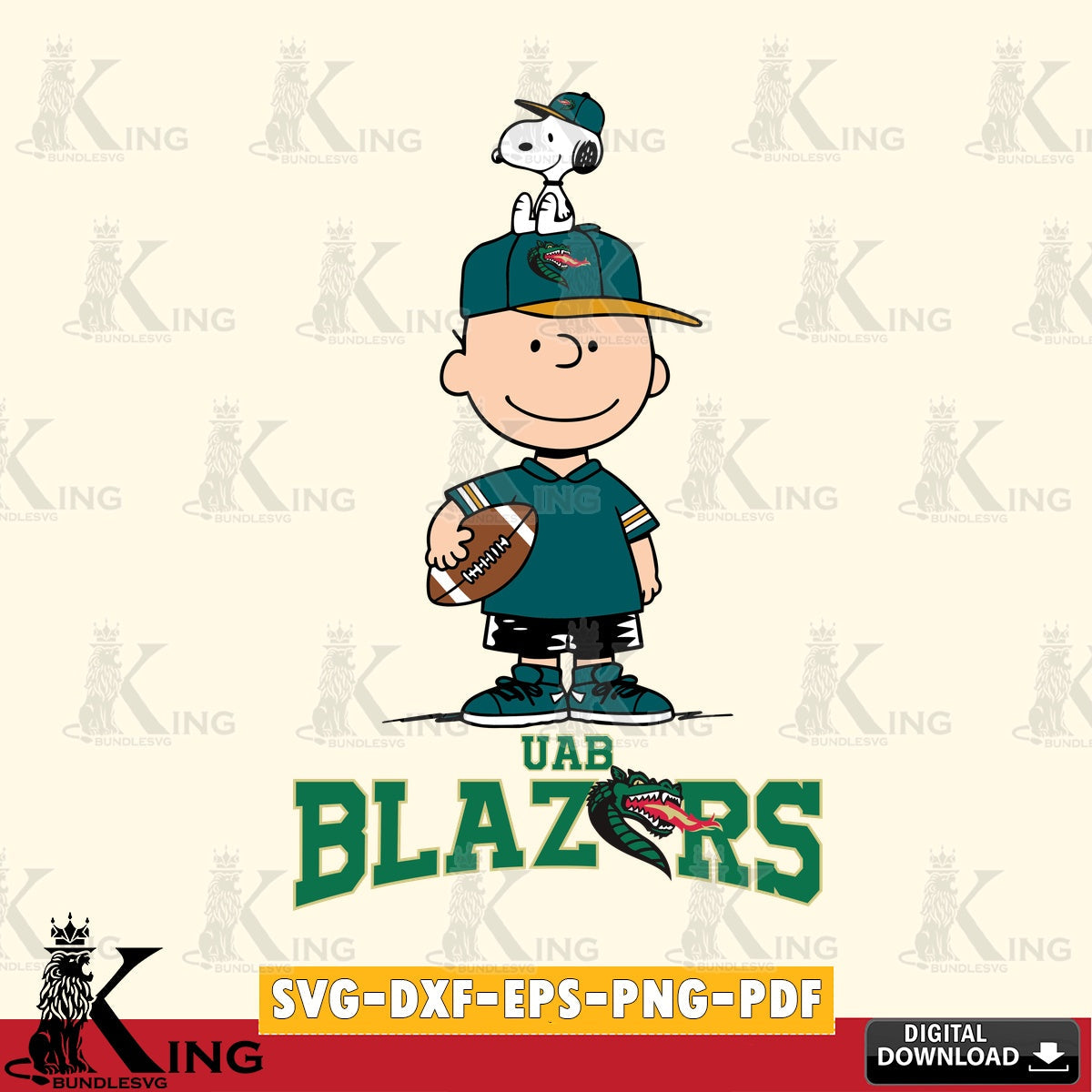 UAB Blazers Peanuts Football Rugby SVG, Cricut, Cut file  , Digital Download , Instant Download, Peanuts svg, NCAA svg, Football svg, Sport svg