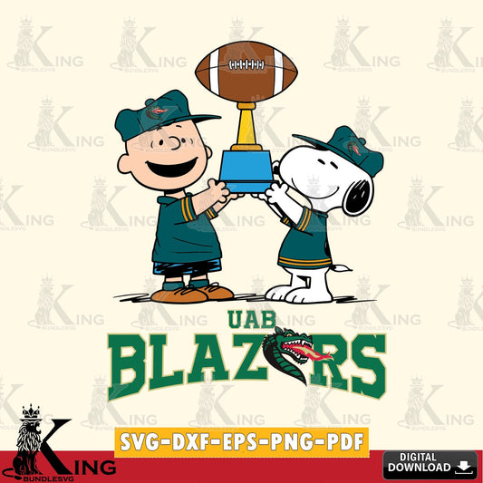 UAB Blazers Peanuts Football Trophy SVG, Cricut, Cut file  , Digital Download , Instant Download, Peanuts svg, NCAA svg, Football svg, Sport svg
