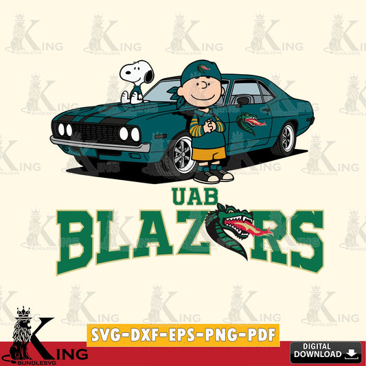 UAB Blazers Peanuts Muscle Car SVG, Cricut, Cut file  , Digital Download , Instant Download, Peanuts svg, NCAA svg, Football svg, Sport svg