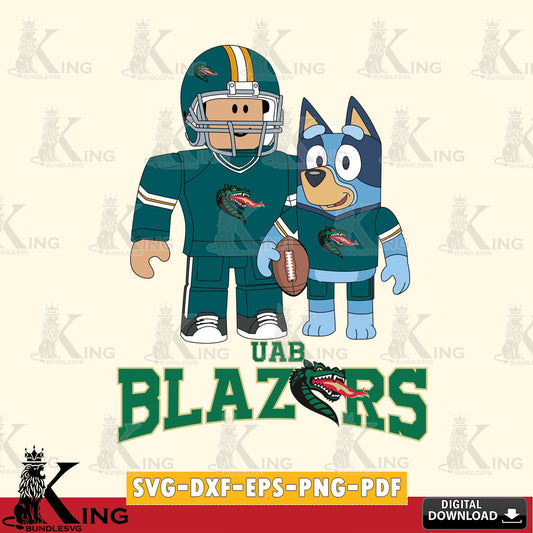 UAB Blazers Roblox & Bluey Football SVG file , NCAA Cricut,  File cut , Digital Download , PDF File