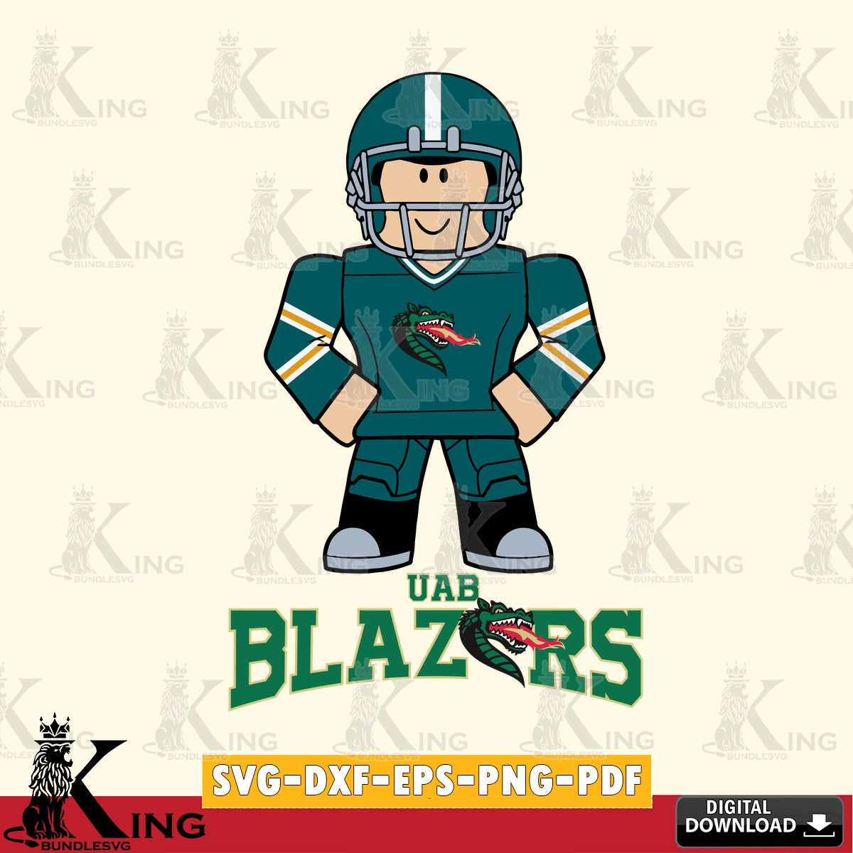 UAB Blazers Roblox Cool Football SVG file , NCAA Cricut,  File cut , Digital Download , PDF File