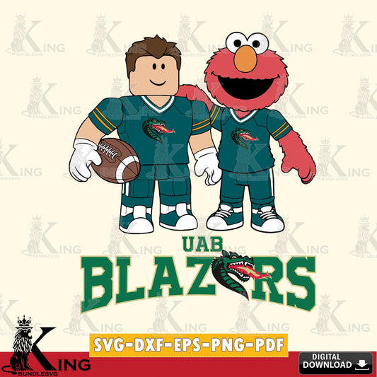 Vector design showing UAB Blazers Roblox & Elmo Football NCAA Cricut, digital file for silhouette cameo and cricut projects
