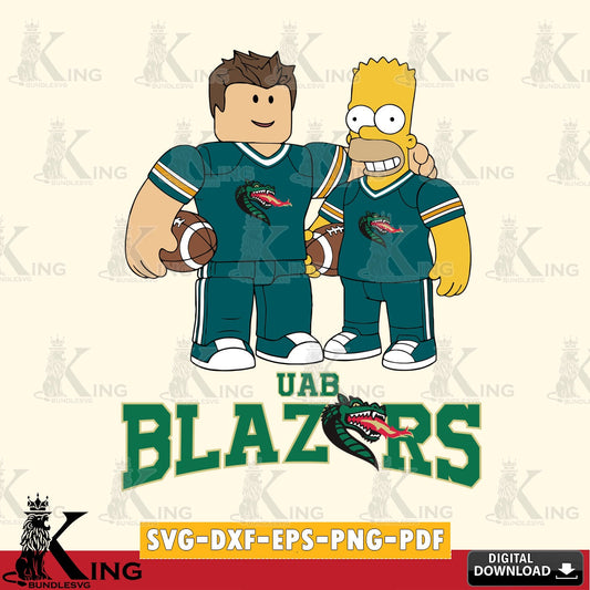 UAB Blazers Roblox & Homer Simpson Football SVG file , NCAA Cricut,  File cut , Digital Download , PDF File
