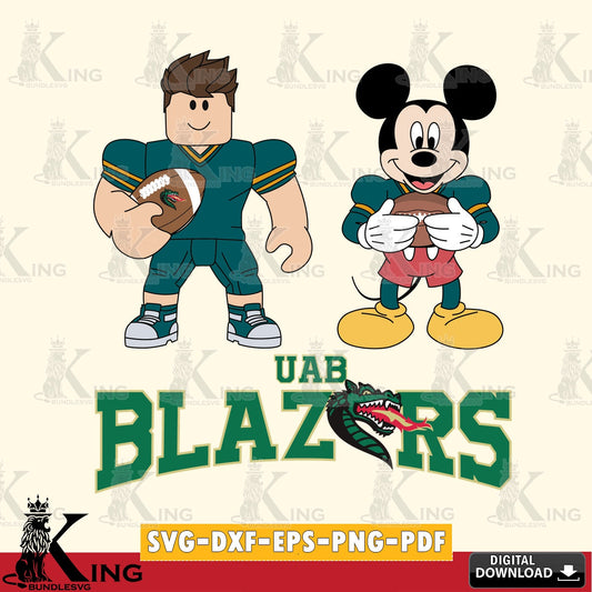 UAB Blazers Roblox & Mickey Football SVG file , NCAA Cricut,  File cut , Digital Download , PDF File