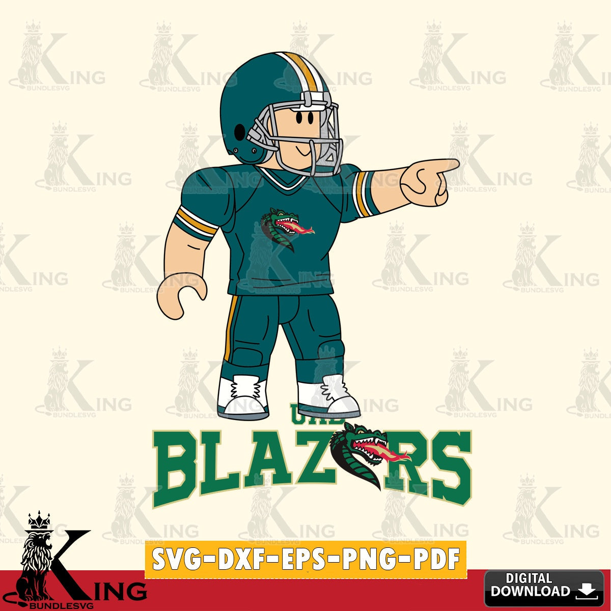 UAB Blazers Roblox Player Football SVG file , NCAA Cricut,  File cut , Digital Download , PDF File