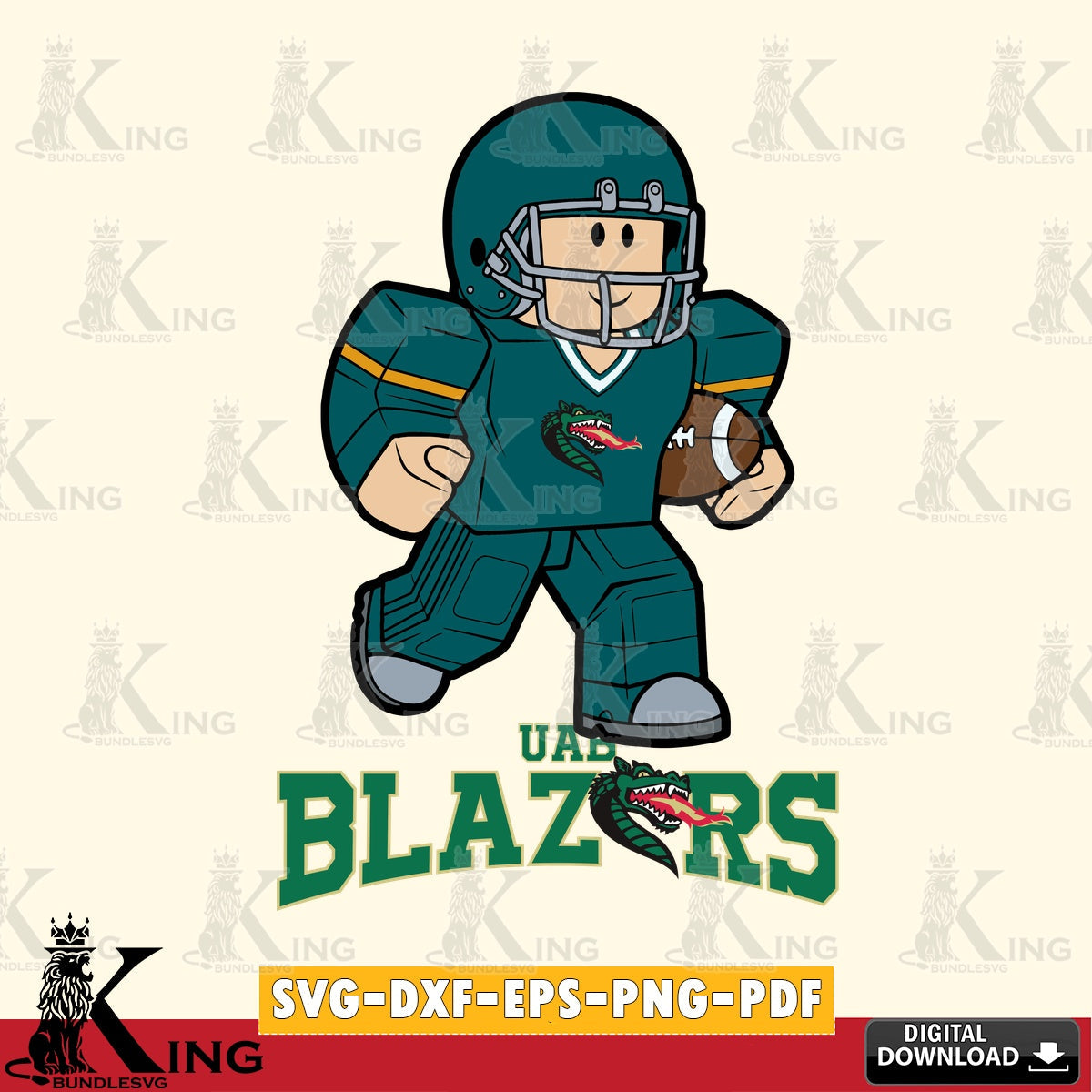 UAB Blazers Roblox Player Rugby SVG file , NCAA Cricut,  File cut , Digital Download , PDF File