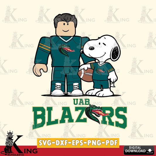 UAB Blazers Roblox & Snoopy Football SVG file , NCAA Cricut,  File cut , Digital Download , PDF File
