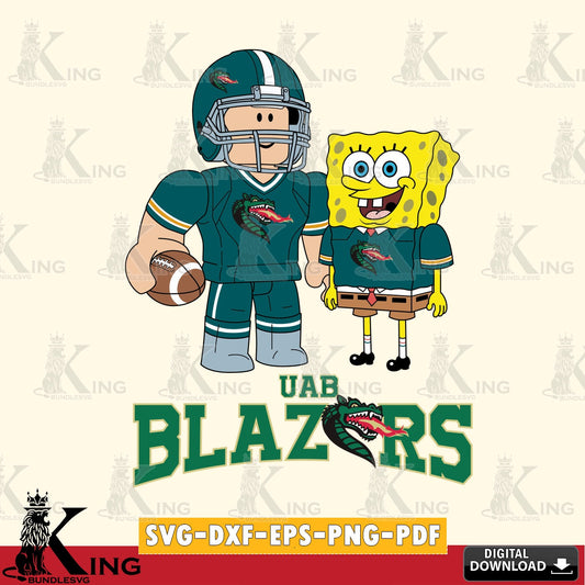 UAB Blazers Roblox & Spongebob Football SVG file , NCAA Cricut,  File cut , Digital Download , PDF File