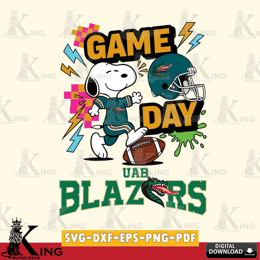 UAB Blazers Snoopy Game day SVG, Cricut, Cut file  , Digital Download , Instant Download, Peanuts svg, NCAA svg, Football svg, Sport svg